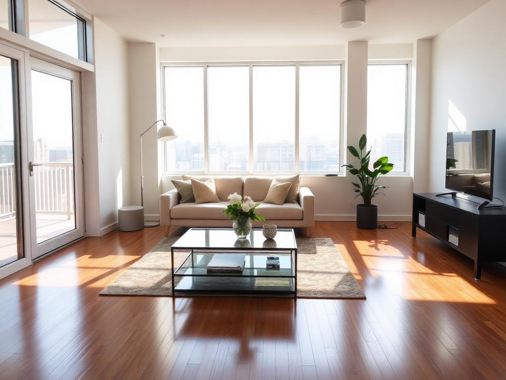 Bright and clean modern apartment living room
